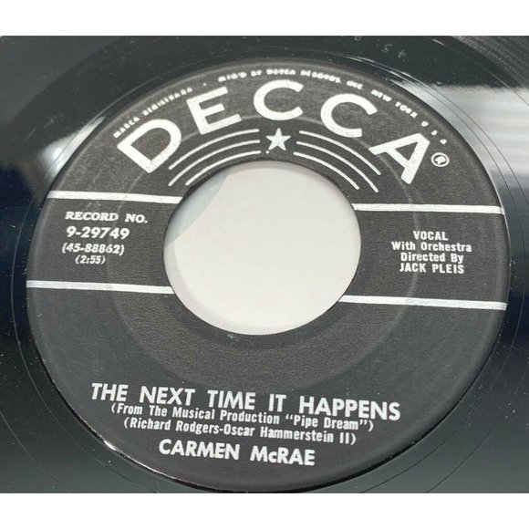 Carmen McRae 45 Jazz Vinyl Record Next Time it Happens Come On Come In - Picture 2 of 4